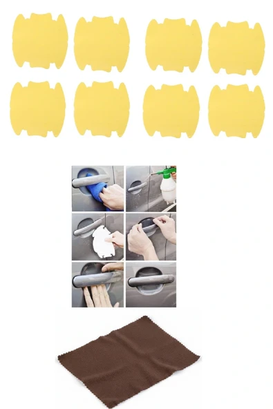 9lu Set Araba Kapı Kolu Koruyucu Çizilme Önleyici Şeffaf Sticker Film Koruma Seti ürün görseli