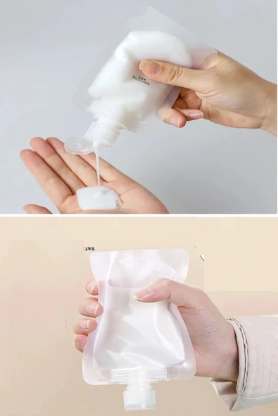 5 Adet Şeffaf Sıvı Kozmetik Çantaları Seyahat Losyon Şampuan Yüz Kremi El Sabunu Ambalajı - Resim 4