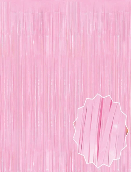 Soft Pembe Püsküllü Kapı Perdesi - Parti, Baby Shower, Cinsiyet Partisi 1x2 M ürün görseli