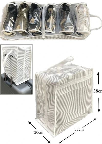 Ayakkabı Saklama Ve Taşıma Çantası (çizgili Model) Shoe Tote ürün görseli 1