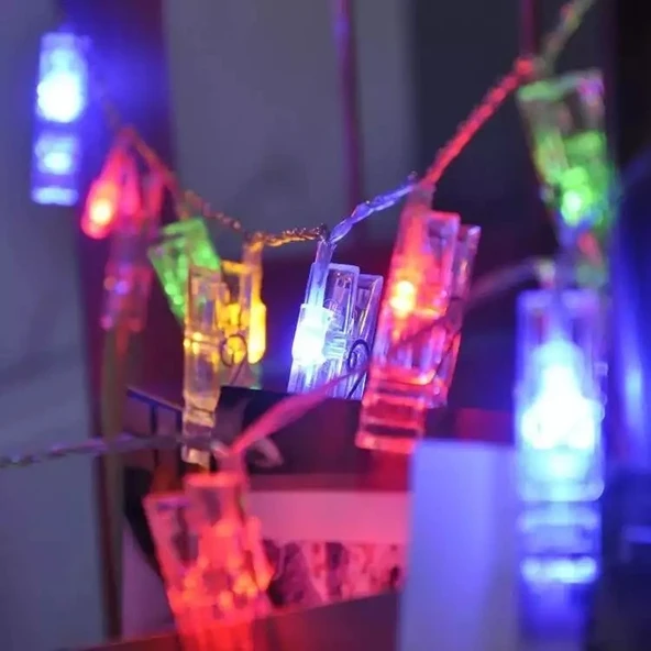 Renkli Işıklı Mandallı Fotoğraf Albümü 10 Lu - Rgb - Resim 5