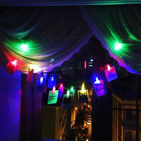 Renkli Işıklı Mandallı Fotoğraf Albümü 10 Lu - Rgb - Resim 4