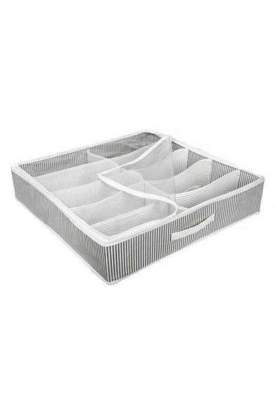 Ayakkabı Saklama Çantası 12 Bölmeli Shoes Under Ayakkabı Hurcu - Siyah Beyaz - Resim 4