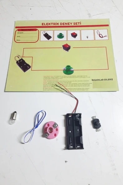 Okul Deney Seti - Elektrik Seti Ampul - Pil Yatağı - Duy -düğme Seti - Resim 2