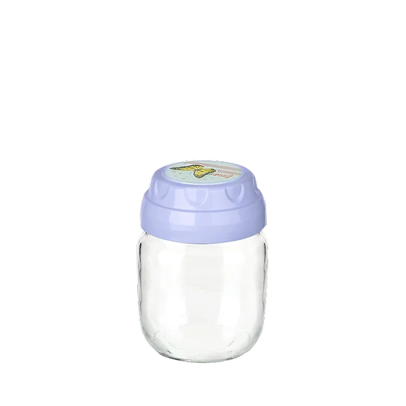 Vintage  Dekoratif  Desenli Cam Kavanoz 425ml - 14,3 Oz - Resim 3