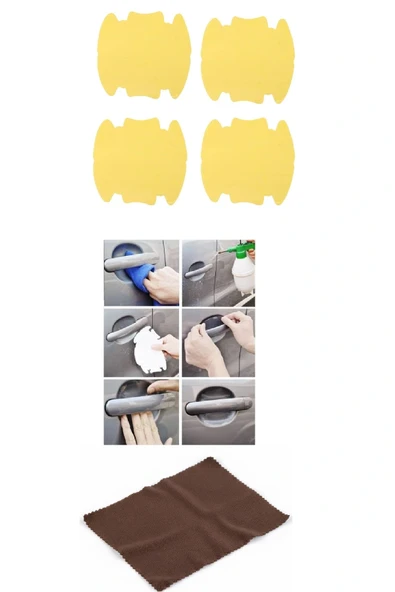 5li Set Araba Kapı Kolu Koruyucu Çizilme Önleyici Şeffaf Sticker Film Koruma Seti ürün görseli 1