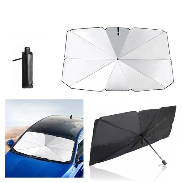 Katlanabilir Araç Ön Camı Güneş Koruyucu Gölge Şemsiye Araba Şemsiyesi (130x75 Cm) ürün görseli