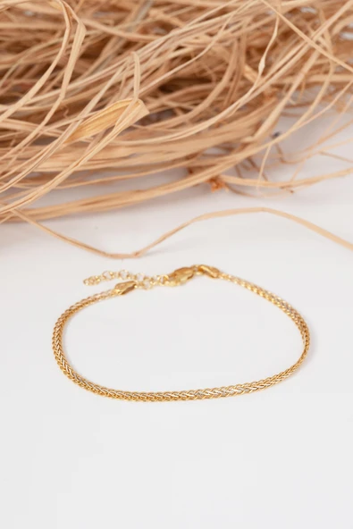 925 ayar gümüş altın yaldız ve rodyumlu örgülü italyan modeli gümüş bileklik  SGTL13054RENKLI - Resim 4