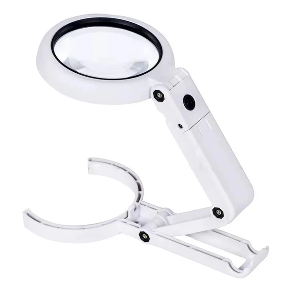 pilelistore Usb Şarj Edilebilir Katlanabilir 3.5 - 10X Büyüteç 8 Ledli Masa Ve Eliçin Büyüteç FS90RC ürün görseli 1
