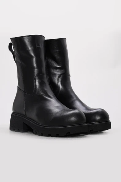 Hakiki Deri Kürklü  Kadın Klasik Bot 124KZA3111 - Resim 4