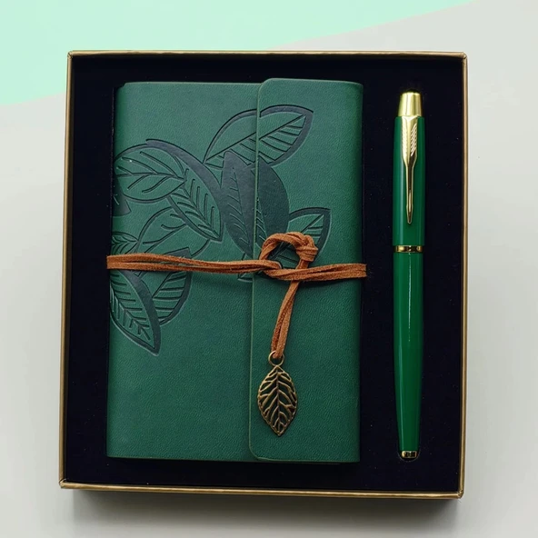 pilelistore Yeşil Renk Defter Kalem Kutulu Set ürün görseli