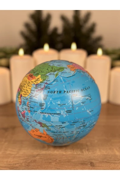 Masa Üstü 360 Derece Dönen Dünya Küresi - Resim 4