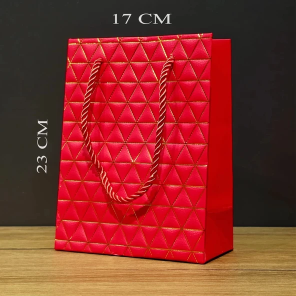 pilelistore Küçük Boy Kırmızı Gold Renkli Karton Çanta ürün görseli 1