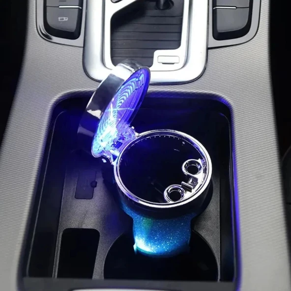 Araç İçi Oto Kokusuz Küllük RGB Işıklı Kapaklı - Resim 5