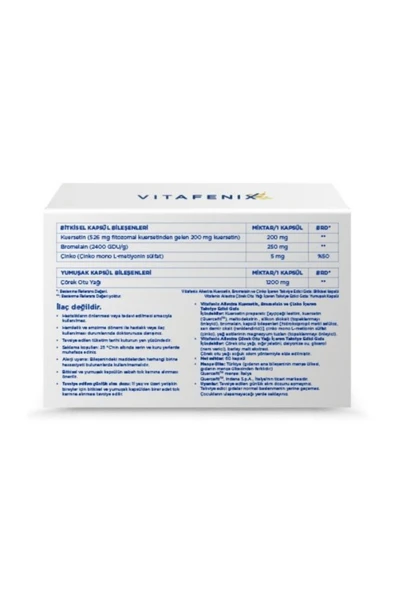 Vitafenix Allextra – Kuersetin, Bromelain, Çörek Otu Yağı ve Çinko Takviyesi 30 + 30 Kapsül - Resim 2