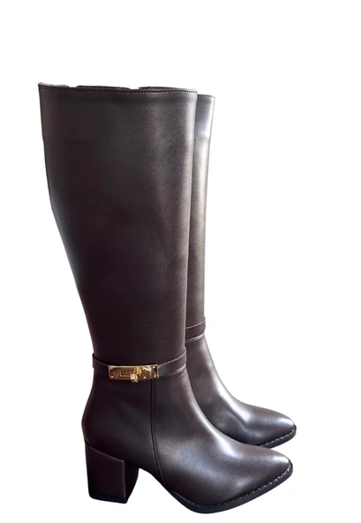 Jeoli Kahverengi Cilt Topuklu Çizme ürün görseli