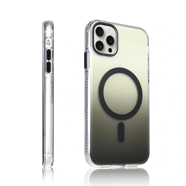 Apple iPhone 14 Pro Max Kılıf M-safe Şarj Özellikli Transparan Renk Geçişli Zore Toros Kapak - Resim 4