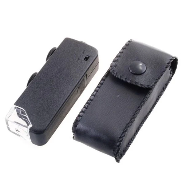 pilelistore Mini 60X 100X Zoom Lens Odak Takı Led Cep Mikroskop Büyüteç