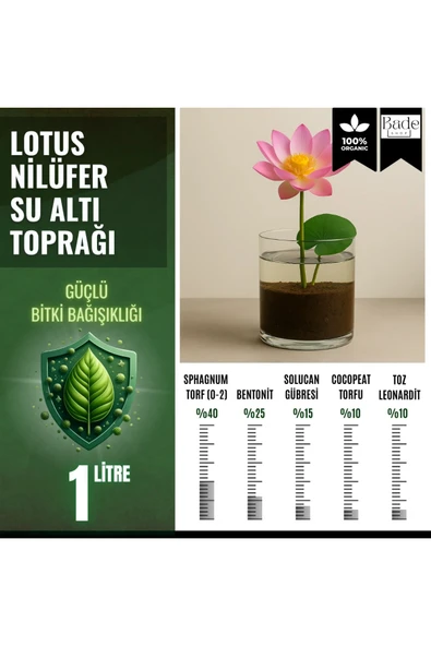 Lotus Çiçeği (Nilüfer) Su Altı Torf Karışımı Toprağı (1 LT Toprak) - 1 adet lotus tohumu hediyeli ürün görseli 1