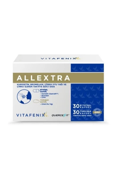 Vitafenix Allextra – Kuersetin, Bromelain, Çörek Otu Yağı ve Çinko Takviyesi 30 + 30 Kapsül ürün görseli