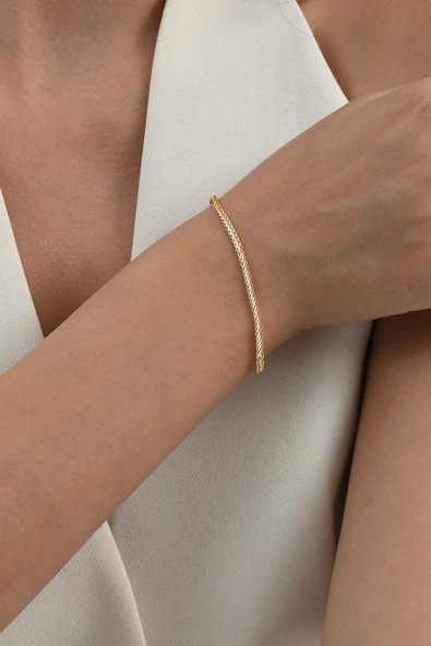 925 ayar gümüş altın yaldız ve rodyumlu örgülü italyan modeli gümüş bileklik  SGTL13054RENKLI ürün görseli