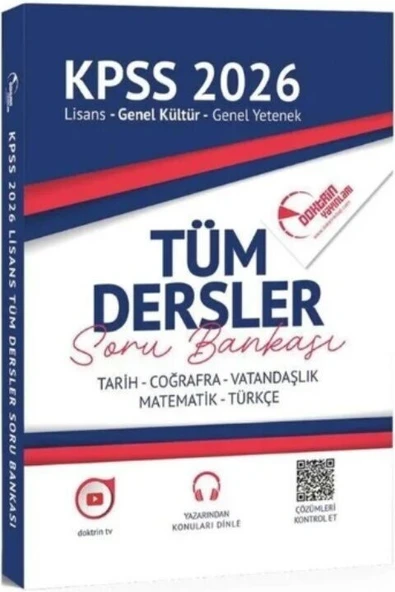 2026 KPSS Genel Yetenek Genel Kültür Tüm Dersler Lisans Soru Bankası Çözümlü Doktrin Yayınları ürün görseli 1