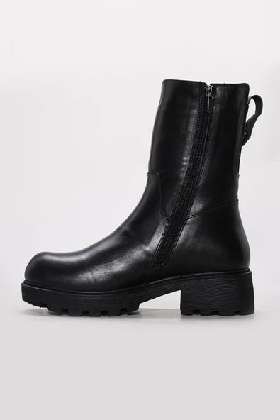 Hakiki Deri Kürklü  Kadın Klasik Bot 124KZA3111 - Resim 2