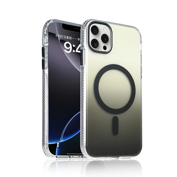 Apple iPhone 14 Pro Max Kılıf M-safe Şarj Özellikli Transparan Renk Geçişli Zore Toros Kapak ürün görseli 1