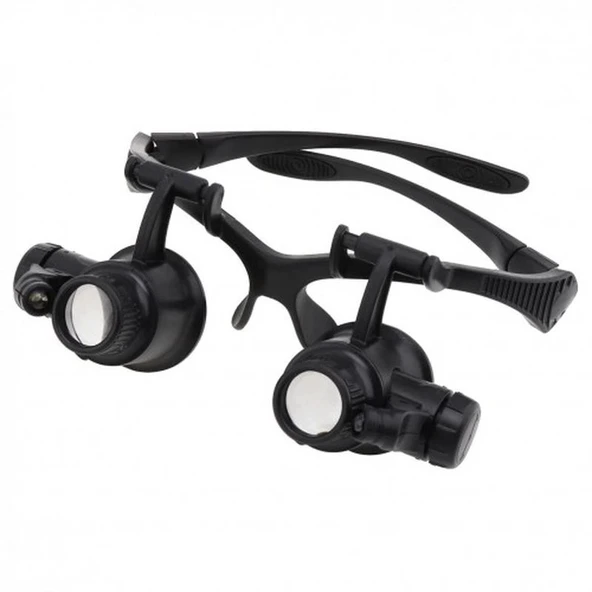 pilelistore Gözlük Modeli 10X 15X 20X 25X Lens 2 Led Işıklı Büyüteç 9892G - Resim 4
