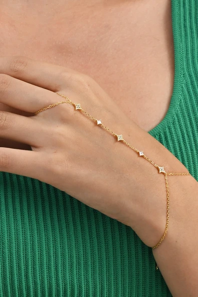 Gümüş altın yaldızlı zirkon taşlı kuzey yıldızı şahmeran SGTL13037GOLD ürün görseli