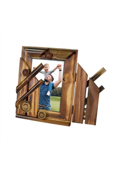 Dijital Dünyası 10x15 Kapaklı Desenli Bambu Fotoğraf Çerçevesi - Resim 6