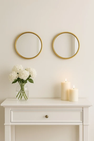 2'li Gold Çerçeveli Dekoratif Ayna 24*2 cm ürün görseli