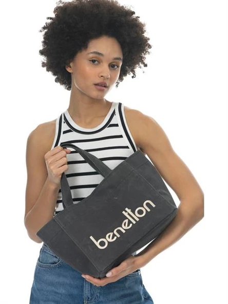 1102-2K6 BENETTON ÇANTASİYAH - Resim 3