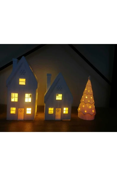 seren kitchen 2 Noel Evi 1 Çam Ağacı  -Kar Taneli 3lü Dekoratif Ev ve Yılbaşı Süsleri - Resim 4