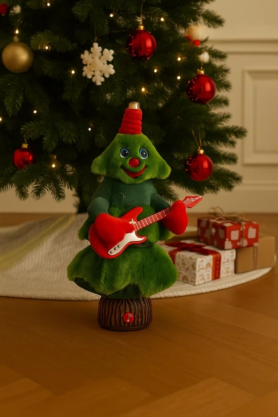 Müzikli Dans Eden Noel Ağacı & Şarkı Söyleyen Yılbaşı Süsü, Hareketli ve USB Şarjlı Dekoratif Oyuncak - Resim 2
