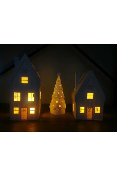 seren kitchen 2 Noel Evi 1 Çam Ağacı  -Kar Taneli 3lü Dekoratif Ev ve Yılbaşı Süsleri - Resim 3