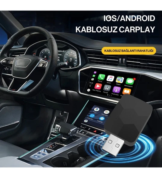 Mpia CP2 Kablosuz Car Play Adaptörü Android Cihazlar Için Wireless Carplay Çevirici - Resim 5