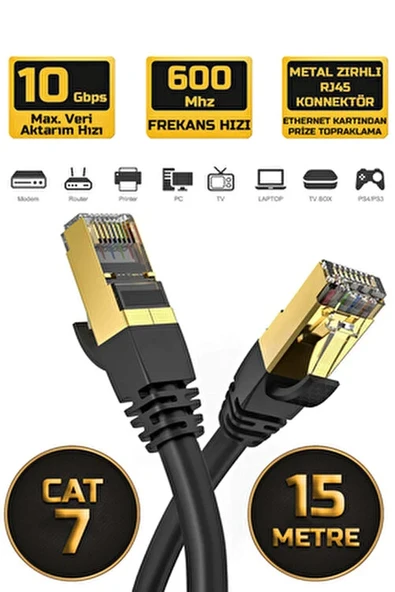 Cat7 internet Kablosu rj45 cat7 ethernet lan kablosu 1m - Resim 4