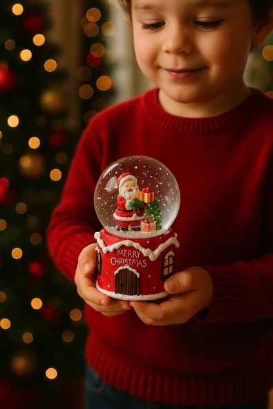 Müzikli Pilli Noel Babalı Sulu Kar Küresi - Resim 3