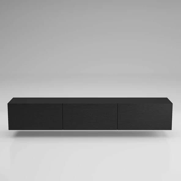 LENDA Konak 3 Kapaklı Duvara Monte Tv Ünitesi - Siyah - 4