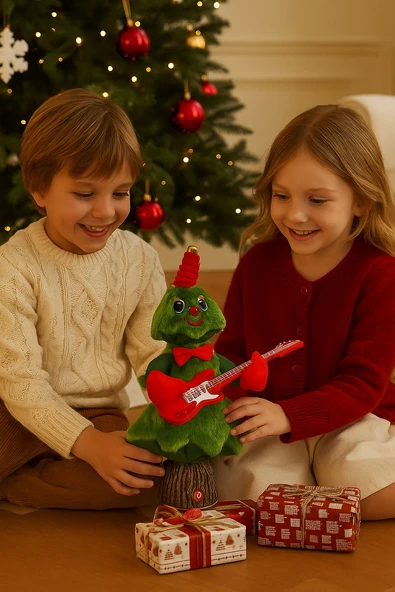 Müzikli Dans Eden Noel Ağacı & Şarkı Söyleyen Yılbaşı Süsü, Hareketli ve USB Şarjlı Dekoratif Oyuncak ürün görseli