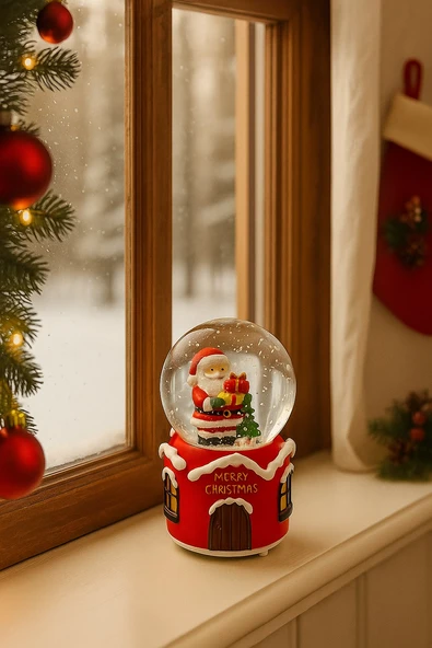 Müzikli Pilli Noel Babalı Sulu Kar Küresi - Resim 2