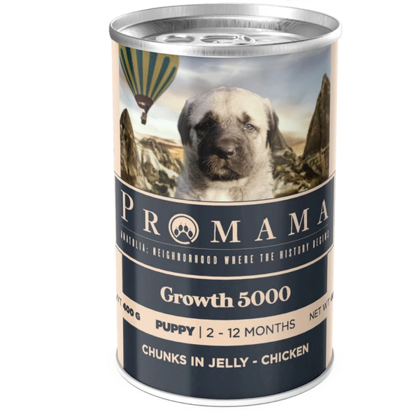 Promama Growth 5000 Yavru Tavuklu Etli Yaş Konserve Köpek Maması 400 Gr. 36'lı Koli - Resim 2