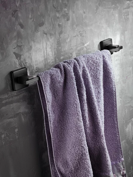 SAS Montajlı Uzun Havluluk Banyo Havlu Askısı Siyah S-06