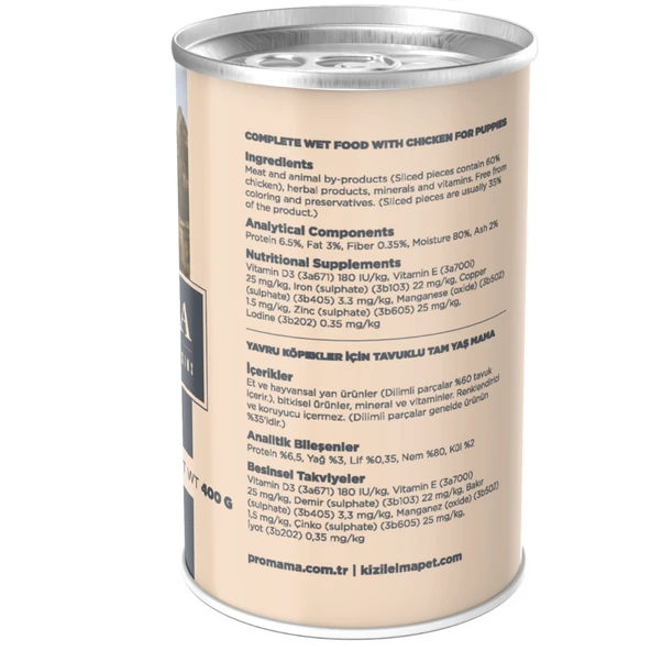 Promama Growth 5000 Yavru Tavuklu Etli Yaş Konserve Köpek Maması 400 Gr. 36'lı Koli - Resim 8