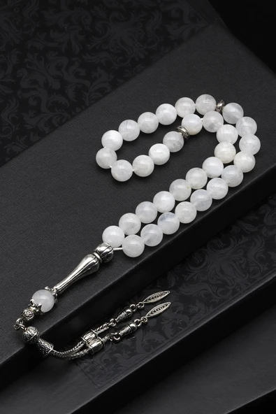 Ay Taşı Doğal Taş Tesbih 8 mm Küre Kesim ürün görseli 1