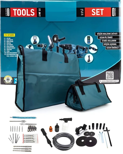 PH291 Akülü 11li Set (Led Işık, Lazer Metre, Somun Sıkma, Dekupaj, Oto Yıkama, Dal Makası, - Resim 2