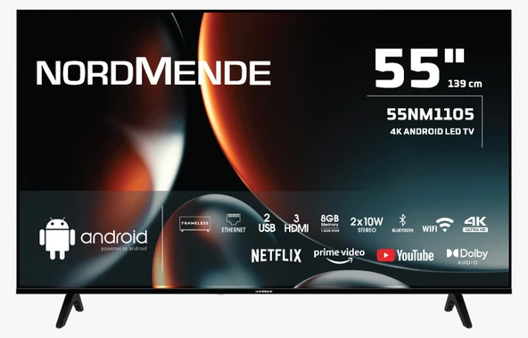 NORDMENDE 55NM1105 Frameless 4K Ultra HD 55" 140 Ekran Uydu Alıcılı Android Smart LED TV ürün görseli