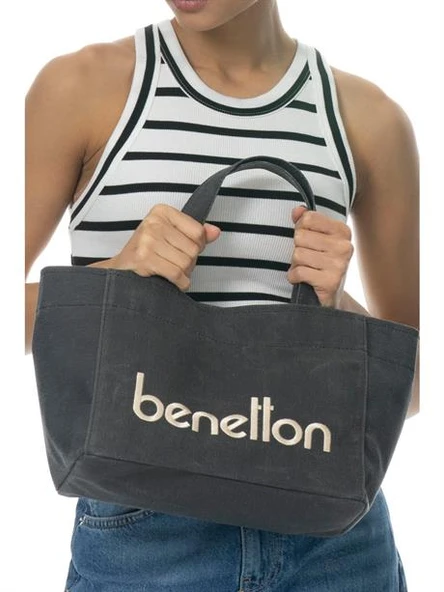 1102-2K6 BENETTON ÇANTASİYAH - Resim 2