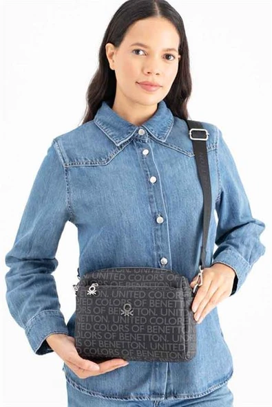 1642-2K6 BENETTON ÇANTASİYAH - Resim 2